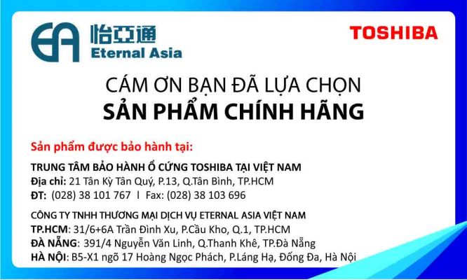 Địa chỉ bảo hành ổ cứng Toshiba tại Việt Nam