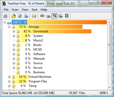 tìm file hoặc folder chiếm dung lượng ổ cứng nhiều nhất trên máy