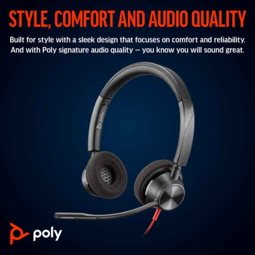 headset Poly Blackwire 3320 Stereo usb-c đạt chứng nhận microsoft team