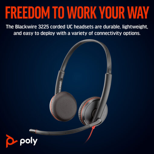headset poly blackwire 3225 stereo usb-c có adapter usb-c