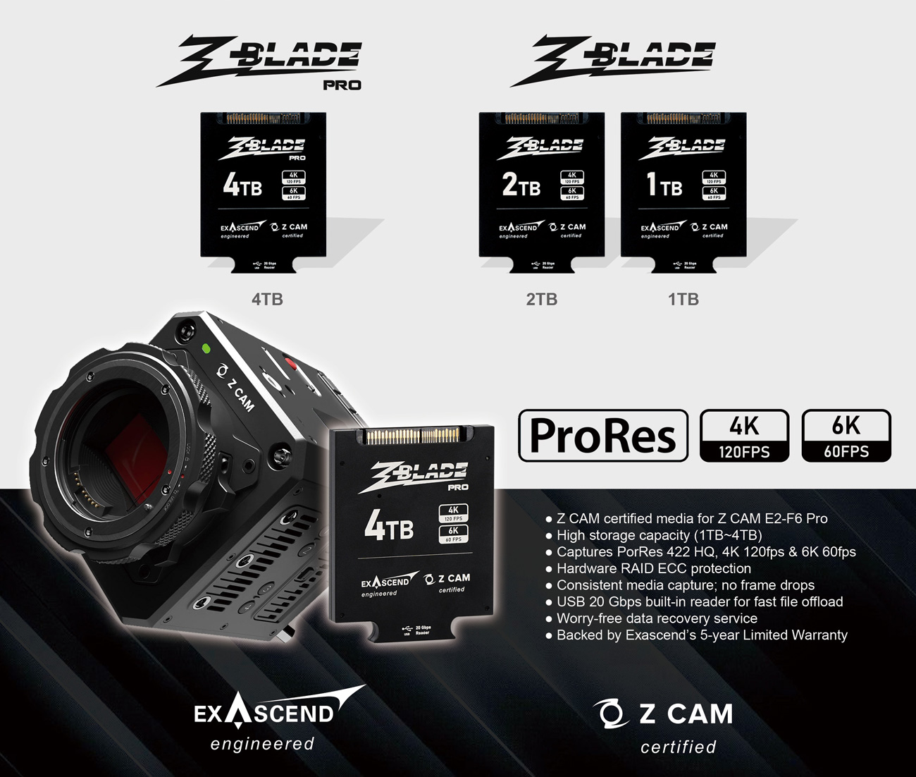 ổ cứng ssd exascend zblade dành cho máy quay z cam