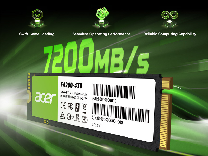 ổ cứng ssd m.2 acer fa200 tốc độ lên đến 7200MB/s