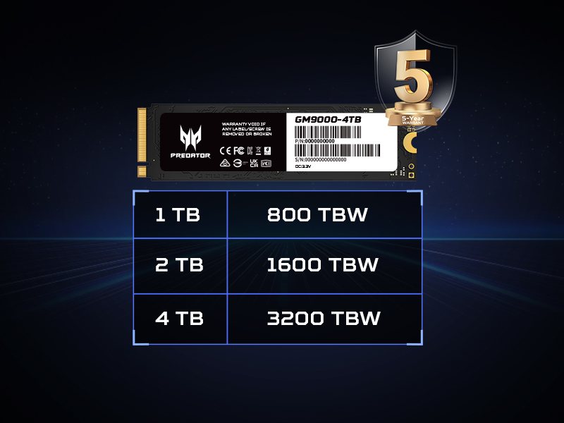ssd predator gm9000 pcie gen 5 bảo hành 5 năm