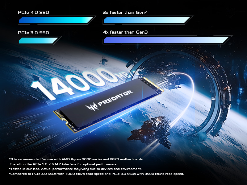 ssd predator gm9000 pcie gen 5 tốc độ đọc lên đến 14000mbps