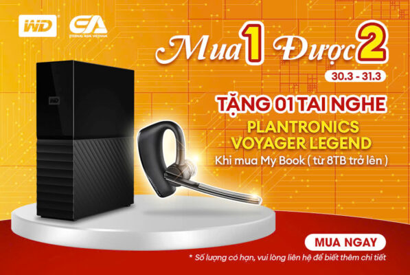 chương trình khuyến mãi mua wd my book 8tb trở lên, tặng tai nghe plantronics