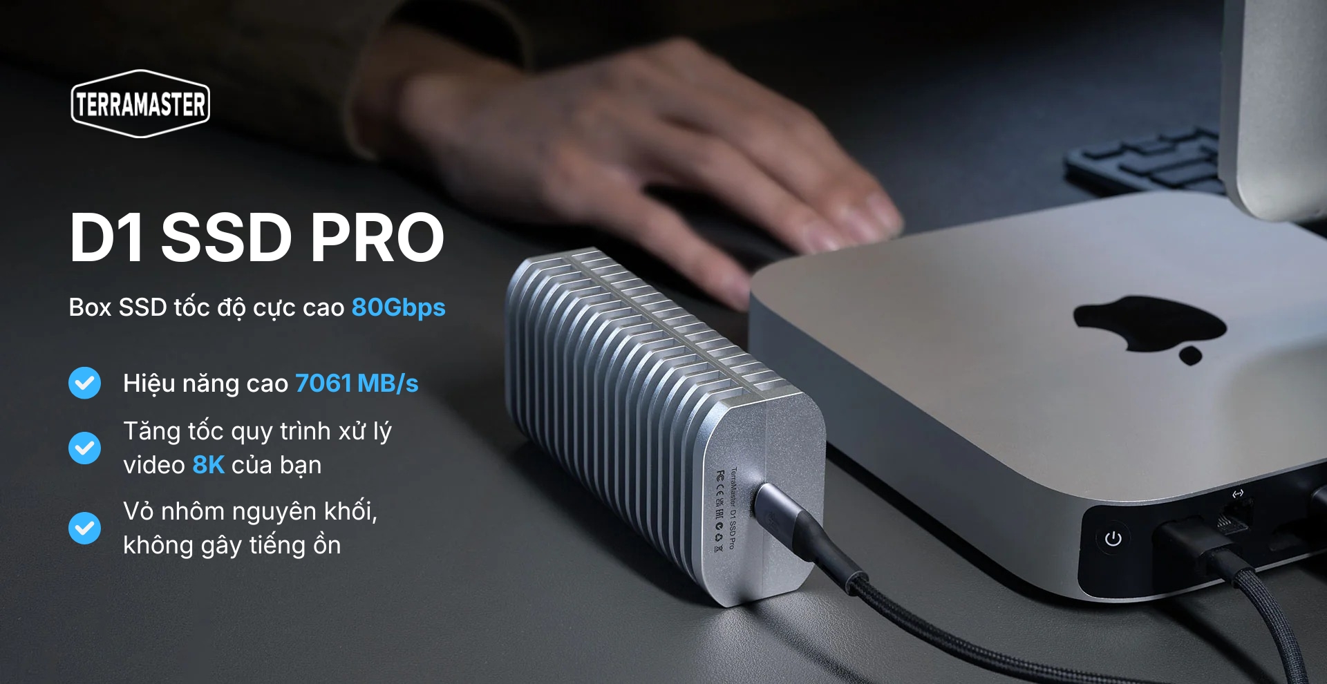 box đọc ssd 80gbps terramaster d1 ssd pro