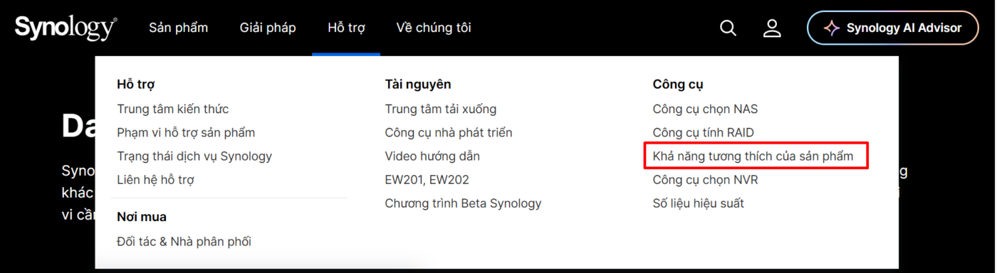 kiểm tra ổ cứng tương thích với nas synology