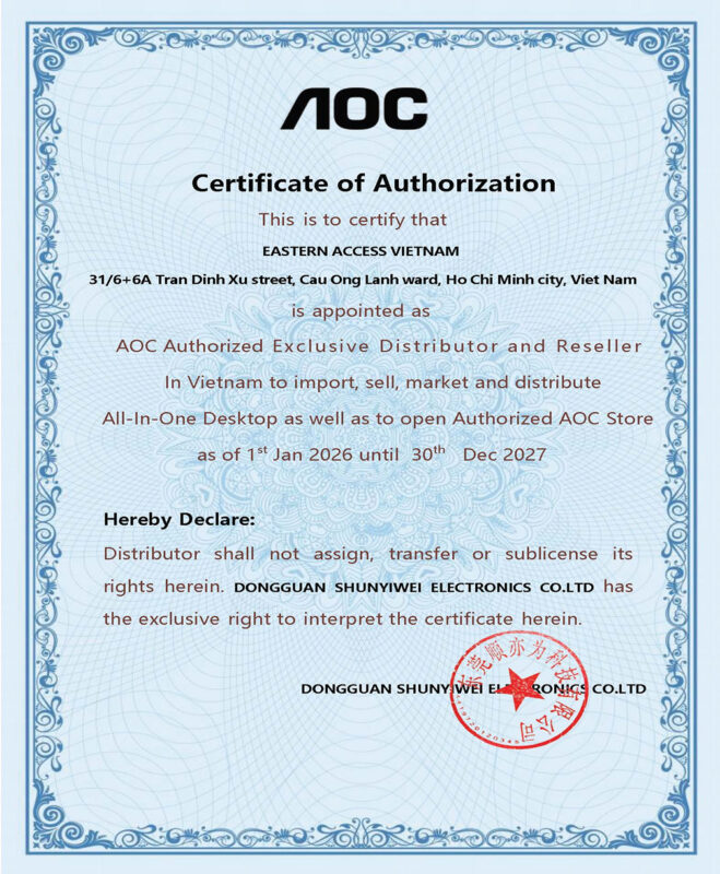 AOC Disty Cert to Eastern Access