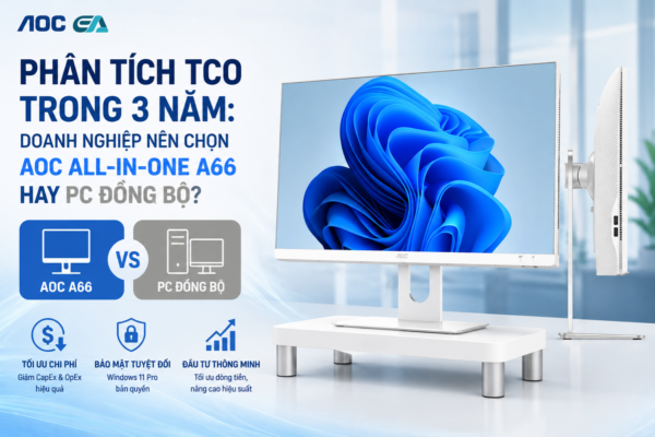 Phân Tích TCO Trong 3 Năm: Doanh Nghiệp Nên Chọn AOC All-in-One A66 Hay PC Đồng Bộ?